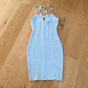 Marciano City Nights Bandage Bodycon Dress in Light Blue